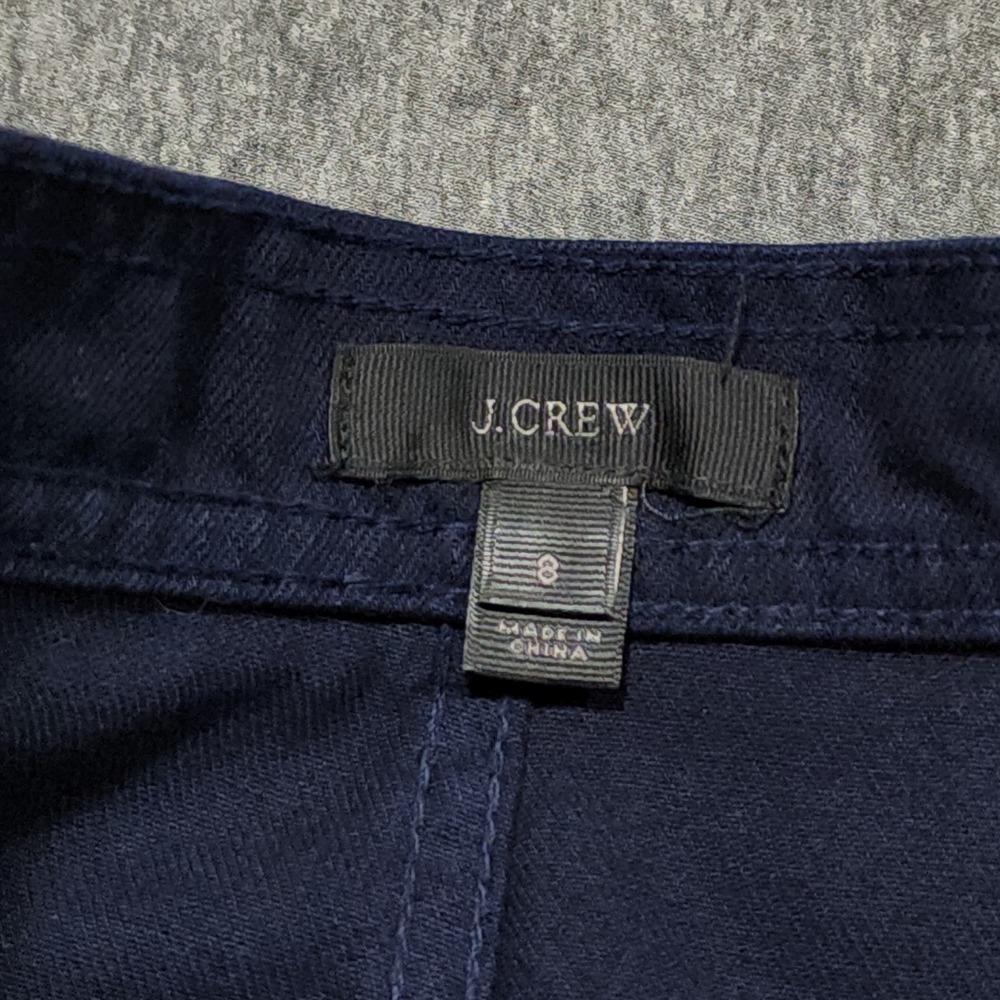 J Crew Skirt 8 Navy Blue Chambray Cotton Patch Pocket A-Line Coastalgrandma Boho - Picture 3 of 13
